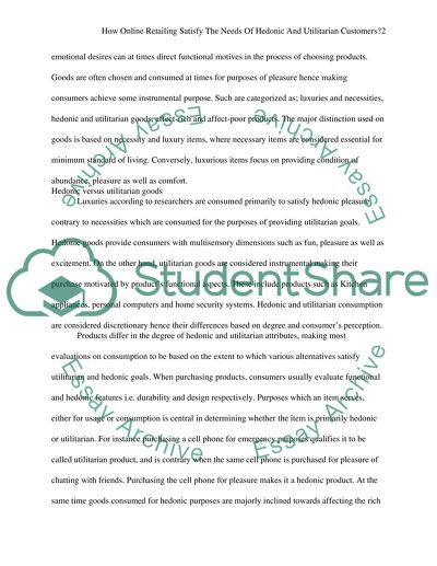 How Online Retailing Satisfies the Needs of Hedonic and Utilitarian Customers