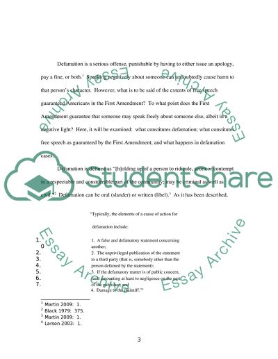 Defamation and the First Amendment