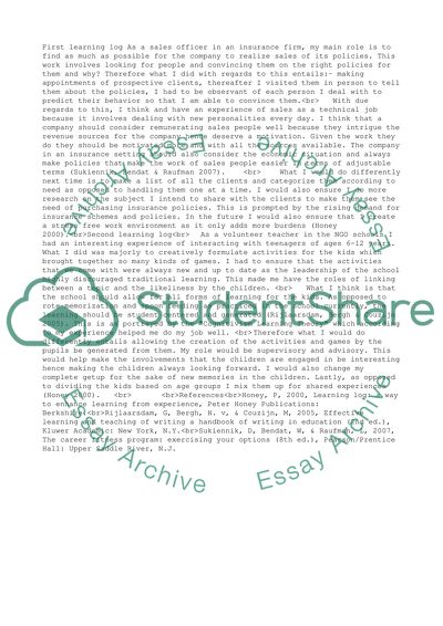 Learning Log of Sales Officer and Volunteer Teacher