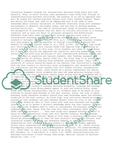 Internationalizing The Business Curriculum: A South Korean Case Study