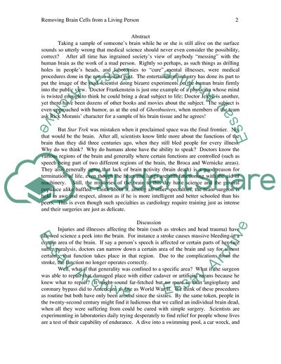 Removing Brain Cells from a Living Person