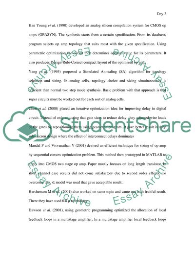 Literature review of Analog Circuit Computer Aided Design