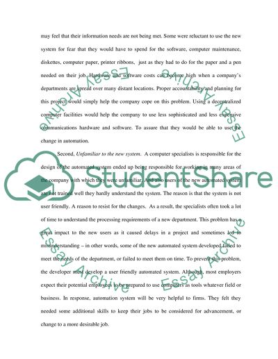 Why Users Resist Changes due to Implementation of Automation Systems