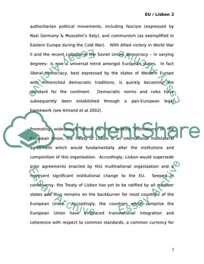 The European Union and the Treaty of Lisbon