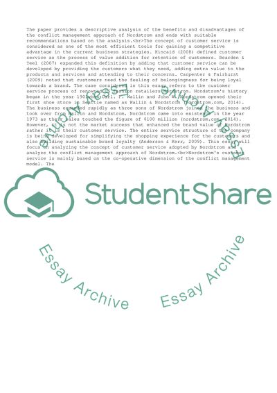 Customer Service at Nordstrom: A Way to Mitigate Potential Conflict