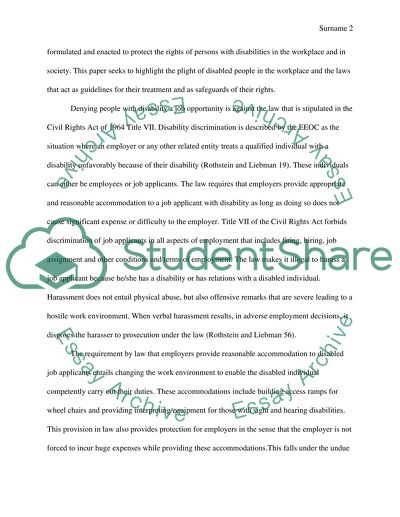 Disability, the Requirement by Law