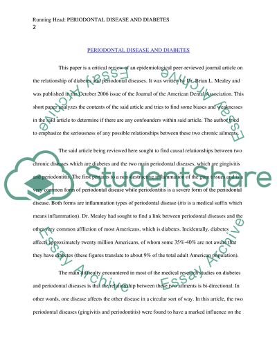 Relation between periodontal disease and diabetics