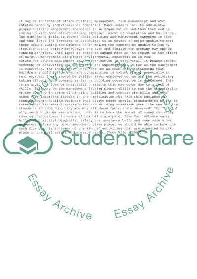 The Effect of HK-Beam Management and Proper Environmental Conservation in Real Estates