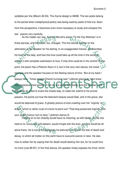 To His Coy Mistress by Andrew Marvell and the Flea by John Donne