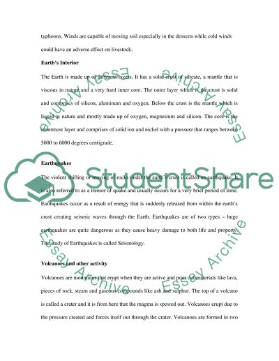 Glaciers,Deserts,Wind; Earths Interior, Earthquakes, Volcanos and other activity