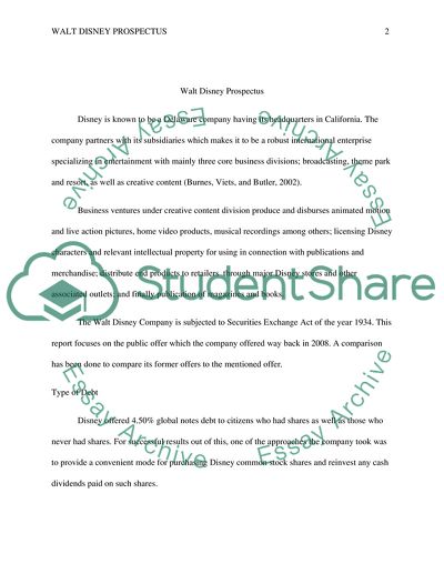 Walt Disney Prospectus