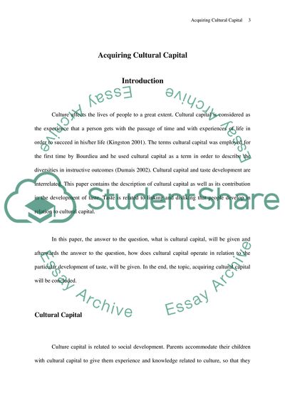 Acquiring Cultural Capital