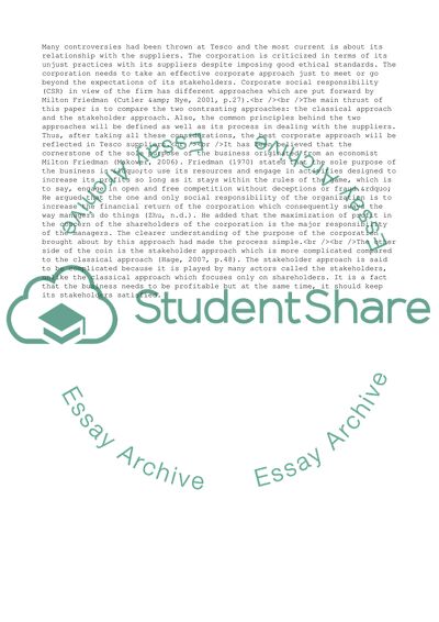 Principles of Classical and Stakeholder Approach