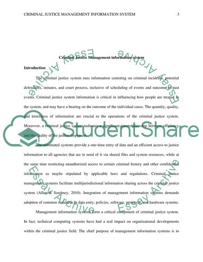 Criminal Justice Management Information System