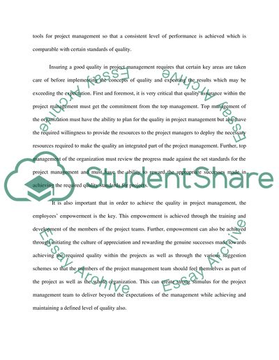 Schedule and Cost Control Techniques - Quality