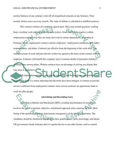 LEGAL AND FINANCIAL ENVIRONMENT