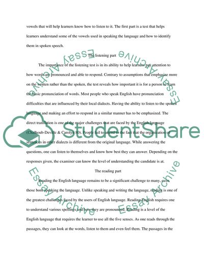 Analysis of a standardized test of ESL