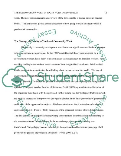 The Role of Group Work in Youth Work Intervention