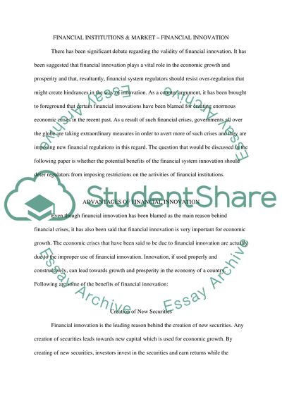 Pros and Cons of Financial Innovation