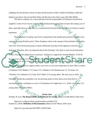 The Responsibility of the Church for Society