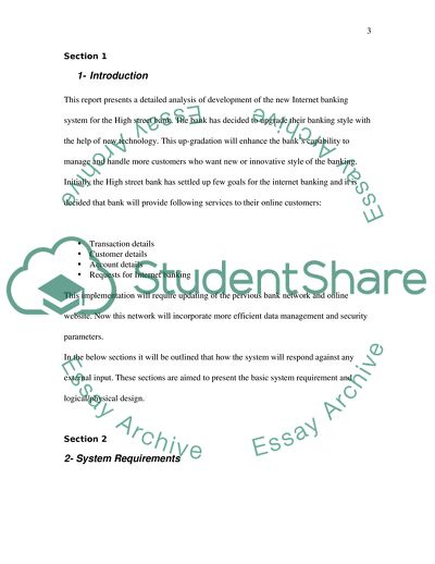 The New Internet Banking System for the High Street Bank