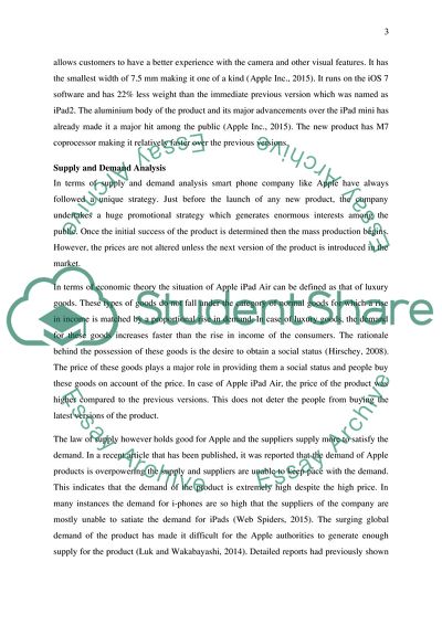 Supply and Demand Analysis and Market of Apple Ipad Air
