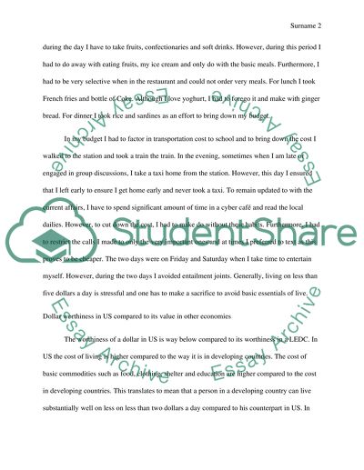 Living Below Five Dollars a Day