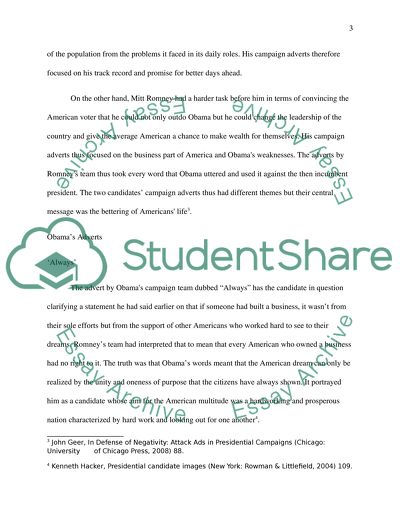 Analysis of 2012 Presidential Campaign Adverstising