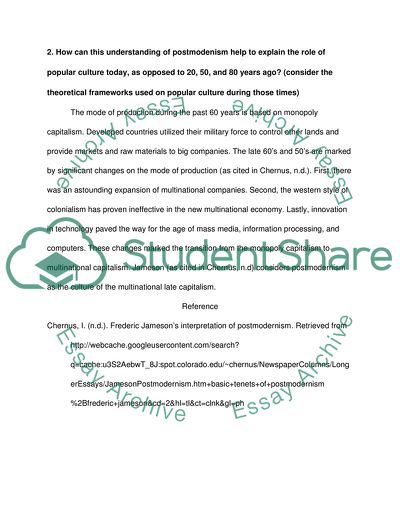 Postmodernism - American Popular Culture