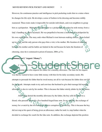 Movie Reviews Pick Pocket and Money