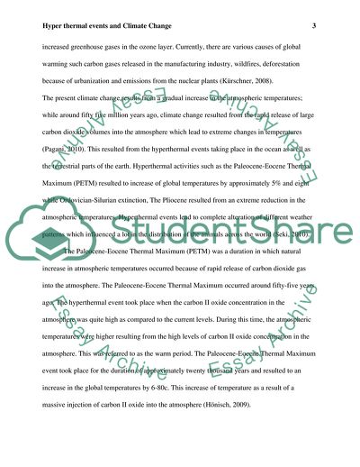Hyper Thermal Events and Climate Change