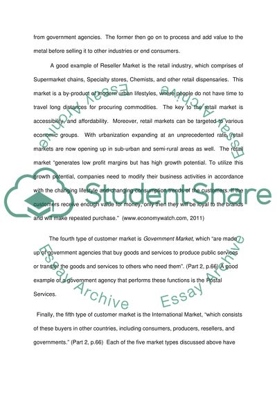 Distinguish among the five types of customer markets