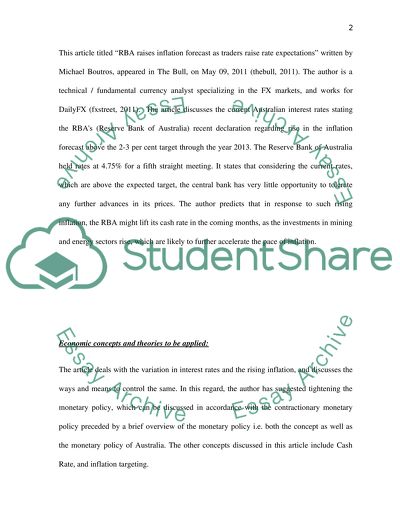 RBA Raises Inflation Forecast