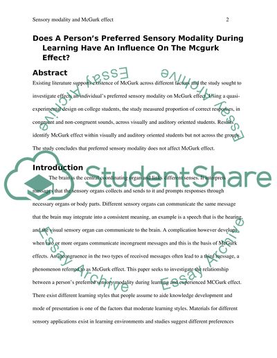 Preferred Sensory Modality Influence on the McGurk Effect