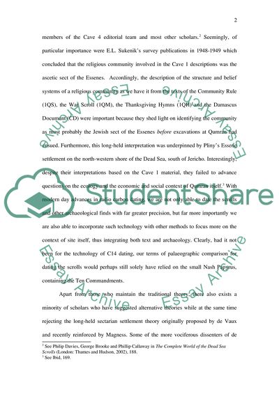 Contextualization of the Archaeology of Qumran and the Dead Sea Scrolls