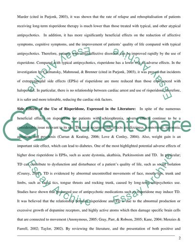 Risperidone and the Treatment of Schizophrenia