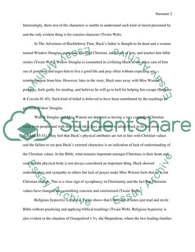 The Adventures of Huckleberry Finn and its relation to the Bible