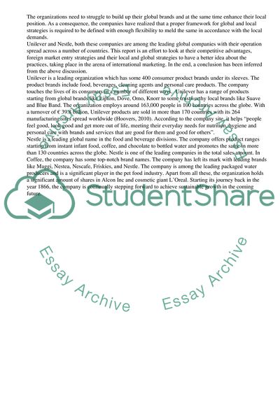 The Marketing Strategies of Unilever and Nestle