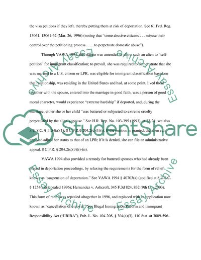 Amendment of the VAWA Statute