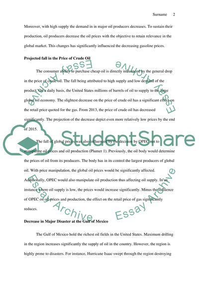 The Main Reason for the Dropping Gasoline Prices