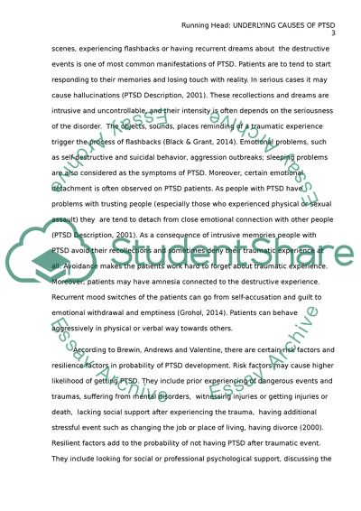 Underlying Causes of Post-traumatic Stress Disorder