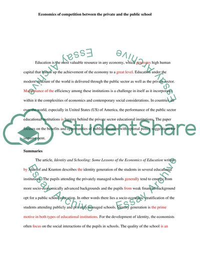 Existing Economic Research on Benefits and Opportunities of Public Education