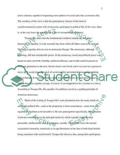 Tocquevilles Concept of Social Reciprocity in the Democratic Age
