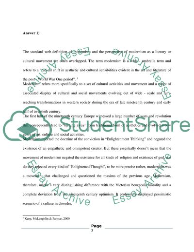 Humanities - Modernism in Art, Literature and Film