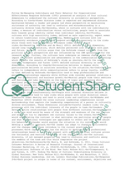 W4Q Follow Up-Managing Individuals and Their Behavior for Organizational Effectiveness