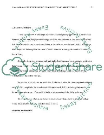 Autonomous Vehicles and Software Architectures