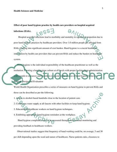 Effect of Poor Hand Hygiene Practice by Health Care Providers