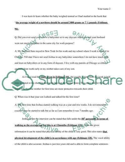 Child dev : Infancy/Toddlerhood Paper