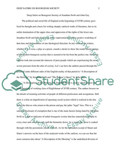 Deep Satire on Bourgeois Society