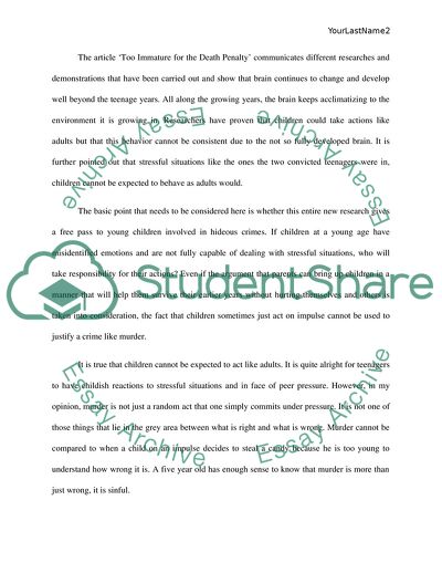 Capital Punishment: Does Age Really Matter